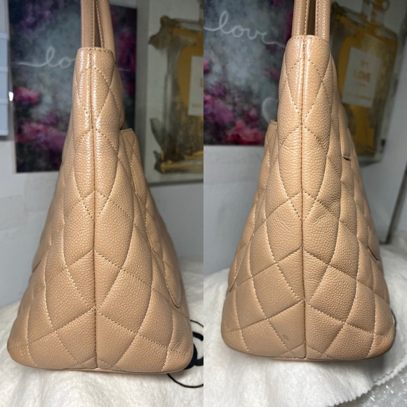 Authentic Chanel Caviar Leather Medallion Tote Quilted Bag - Picture 3 of 14